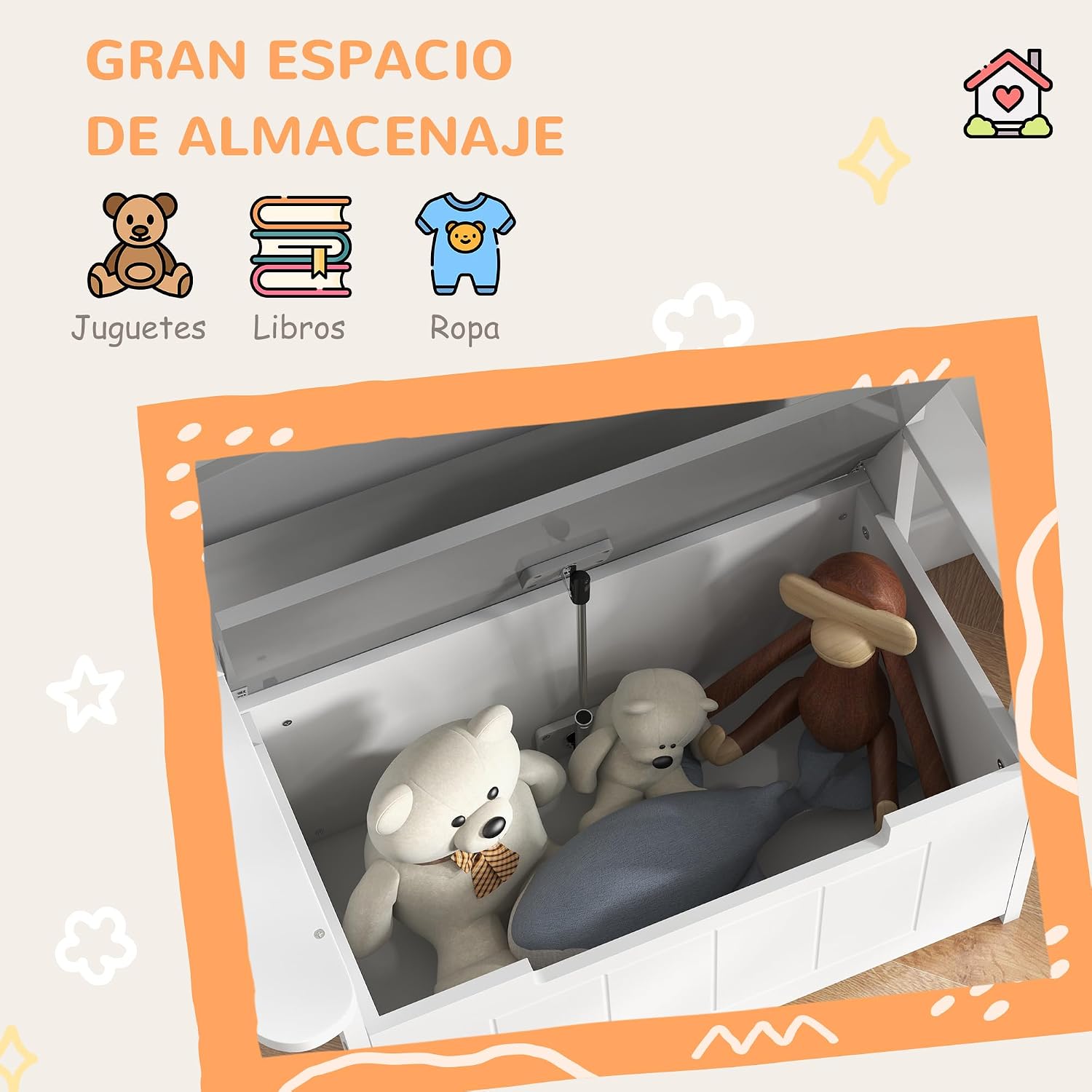 Thumbnail 5 de AIYAPLAY Baúl para Juguetes 68,5x34x58 cm