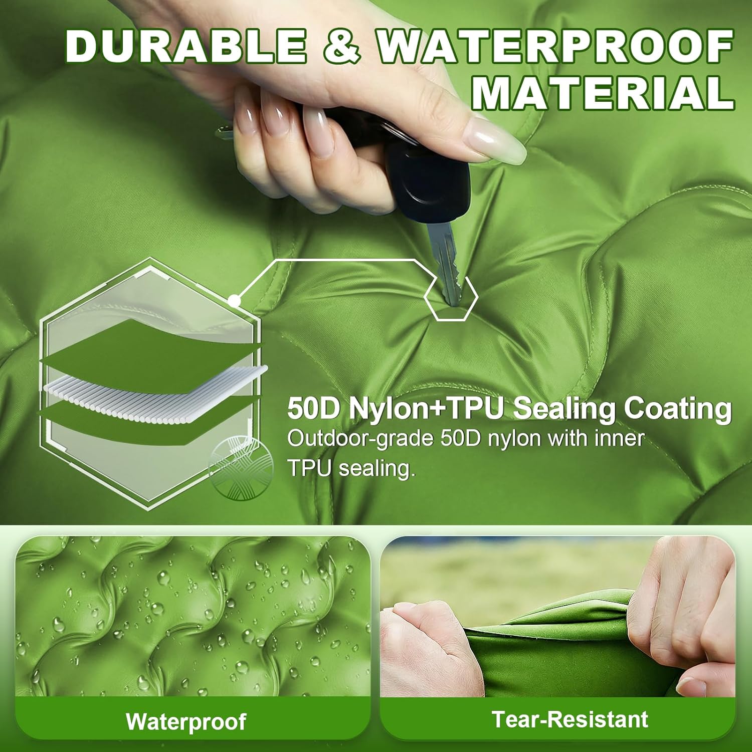 Thumbnail 3 de JATEKA Camping-Isomatte 12 cm dick, 83 cm breit – aufblasbar mit Kopfkissen & Fußpumpe