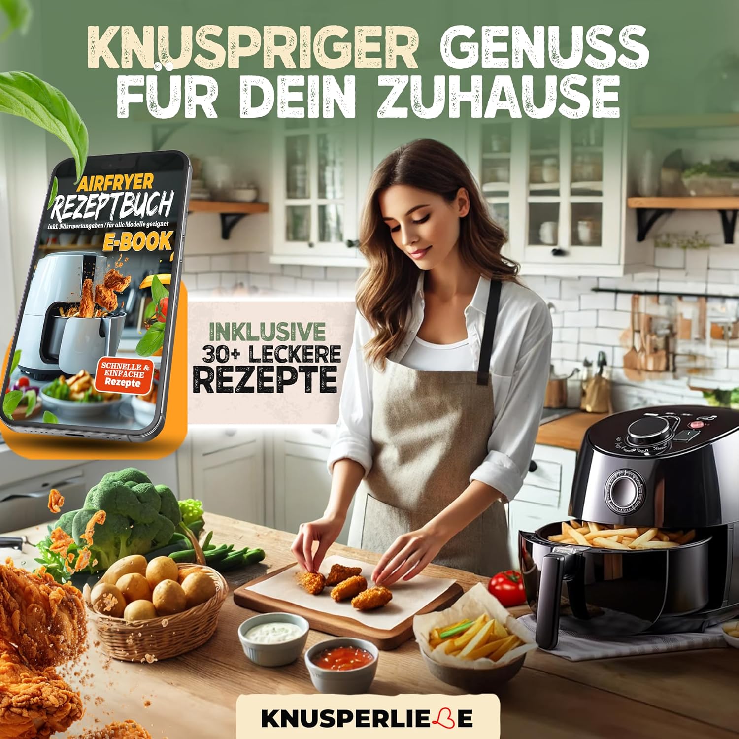 Thumbnail 3 de KNUSPERLIEBE® Backpapier für Heißluftfritteuse (Airfryer) – Rund, ölbeständig, 2–4,4 L, 16–20 cm – 100 Stück