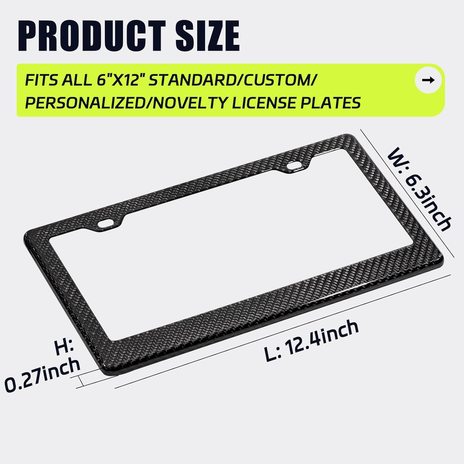 Detalle de DCRCFIBER Real Carbon Fiber License Plate Frame - 100% Carbon Fiber, 2-Hole, Twill Pattern