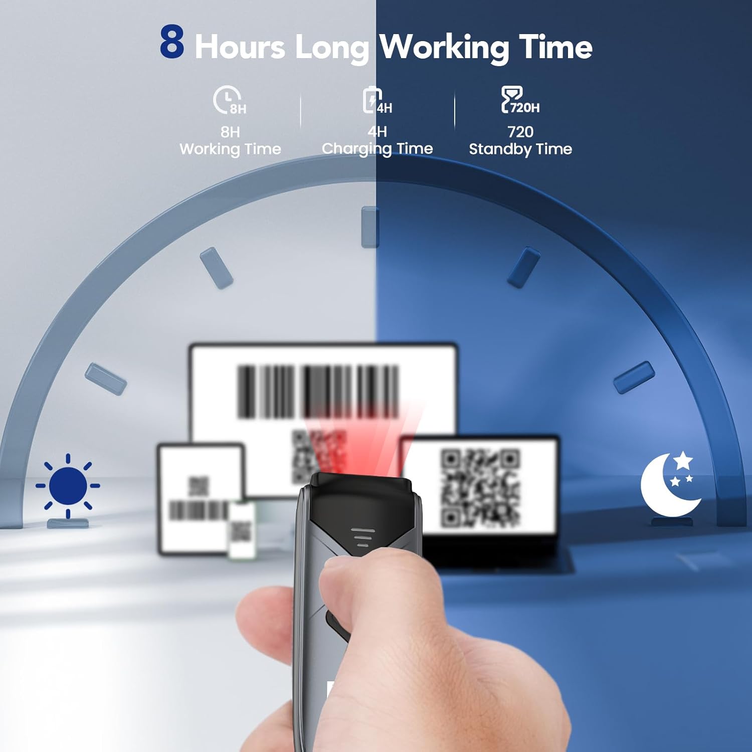 Thumbnail 4 de Eyoyo Bluetooth 2D&1D Barcode Scanner – Portable wireless mini reader with 2.4G, Bluetooth and USB