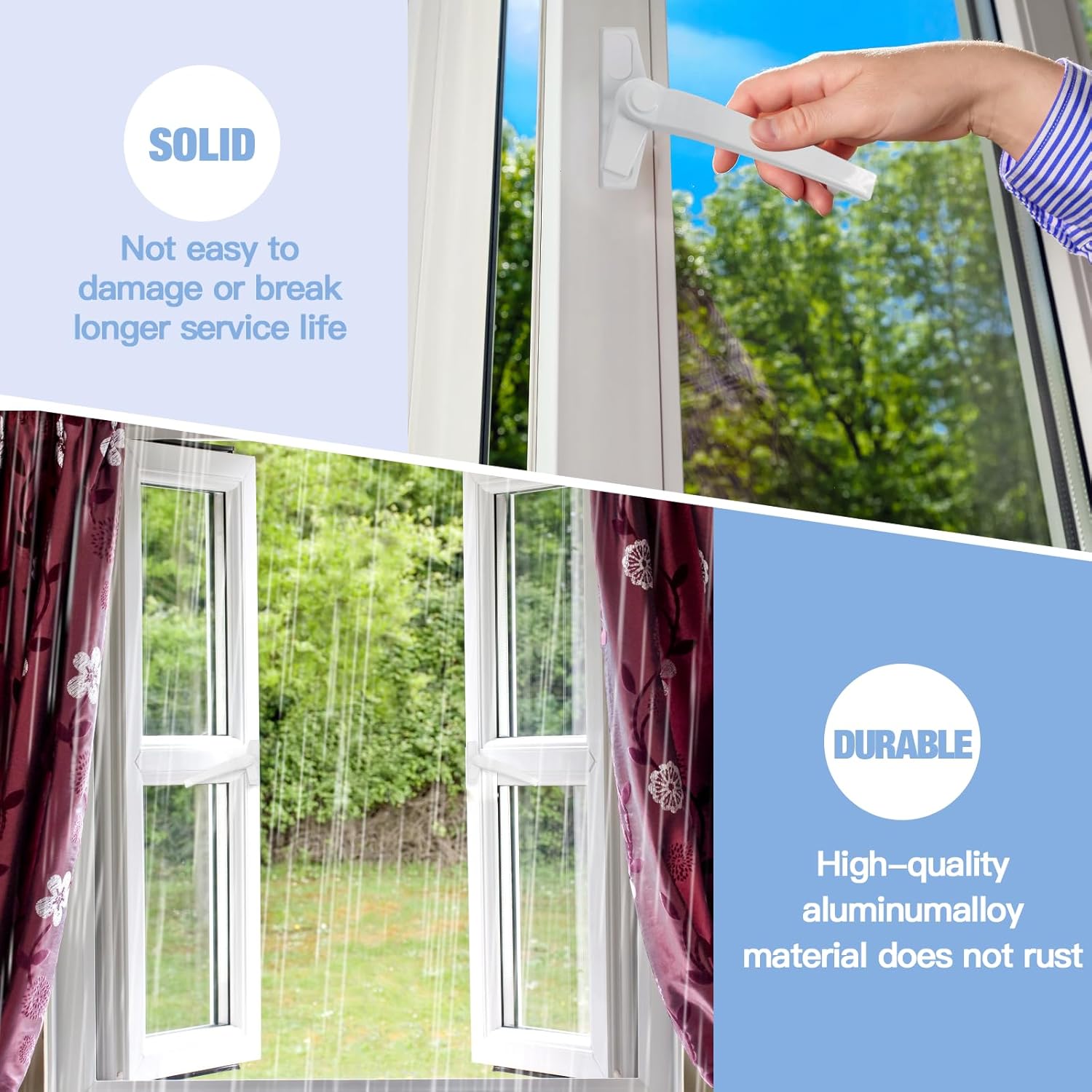 Thumbnail 5 de ZOCONE 4 Pcs White UPVC Window Handles with Screwdriver – Left/Right Hand, Lockable, Aluminium Alloy (Pack of 4)