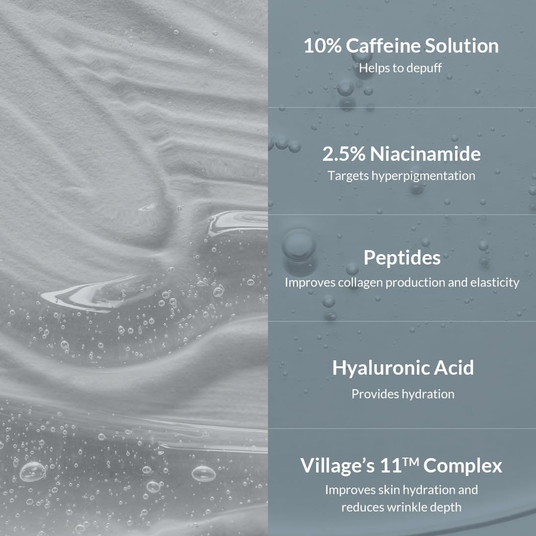 Detalle de VILLAGE11FACTORY Hydro Boost Caffeine Eye Serum, 10% cafeïne, roll-on, 10 ml