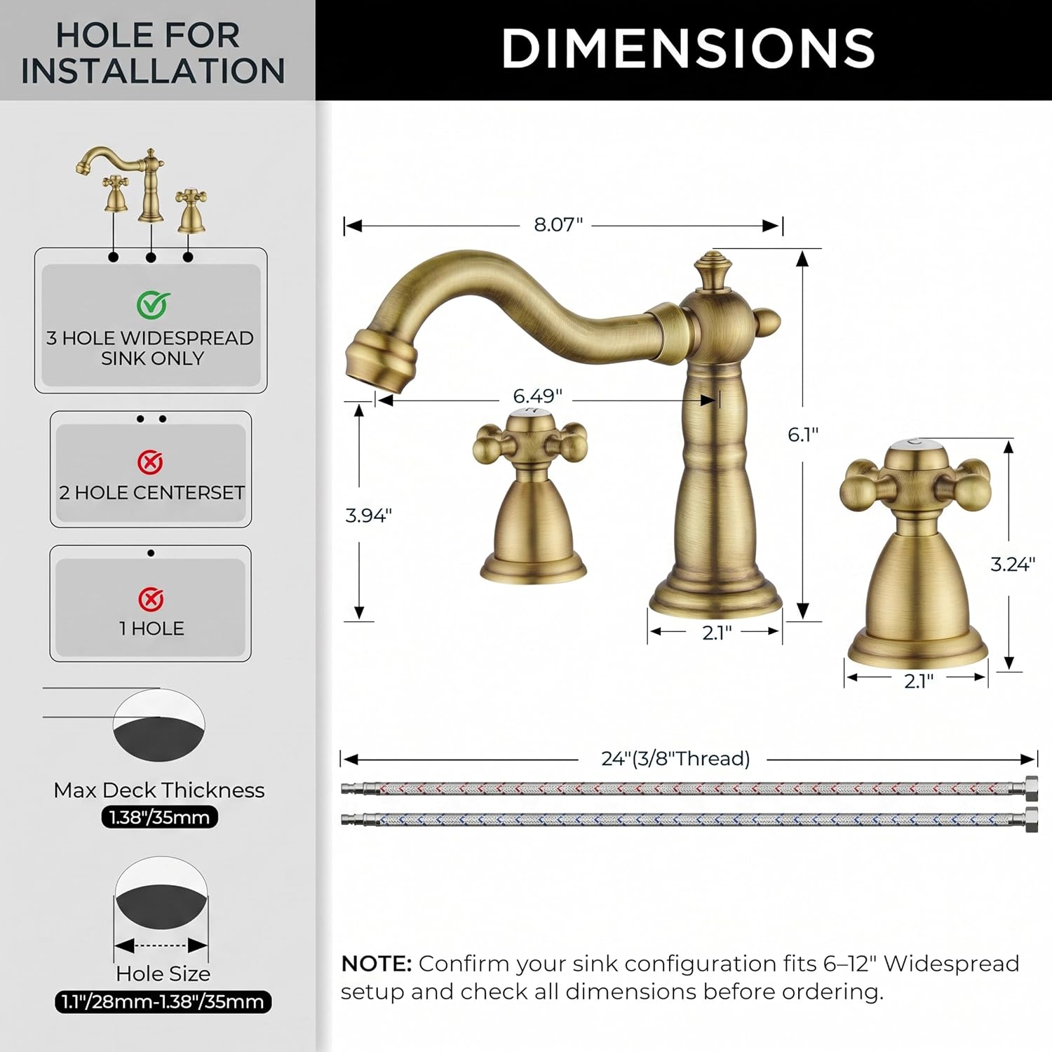 Detalle de FORIOUS Bathroom Faucet, 8-Inch Widespread