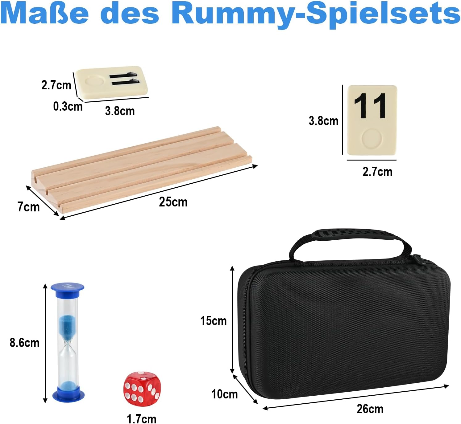 Detalle de Wooderma Rummy Holz Spiel – Rummy Cup Set mit 160 Spielsteinen & 6 Holzhaltern
