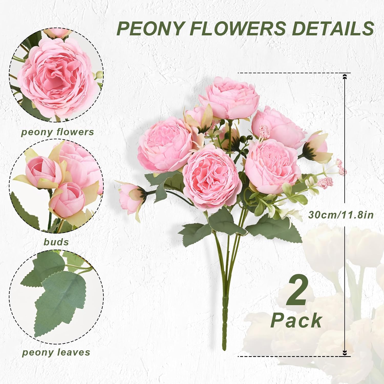 Detalle 2 de MARTINE MALL 8 Packs Peonies Artificial Flowers for Centerpiece ๐