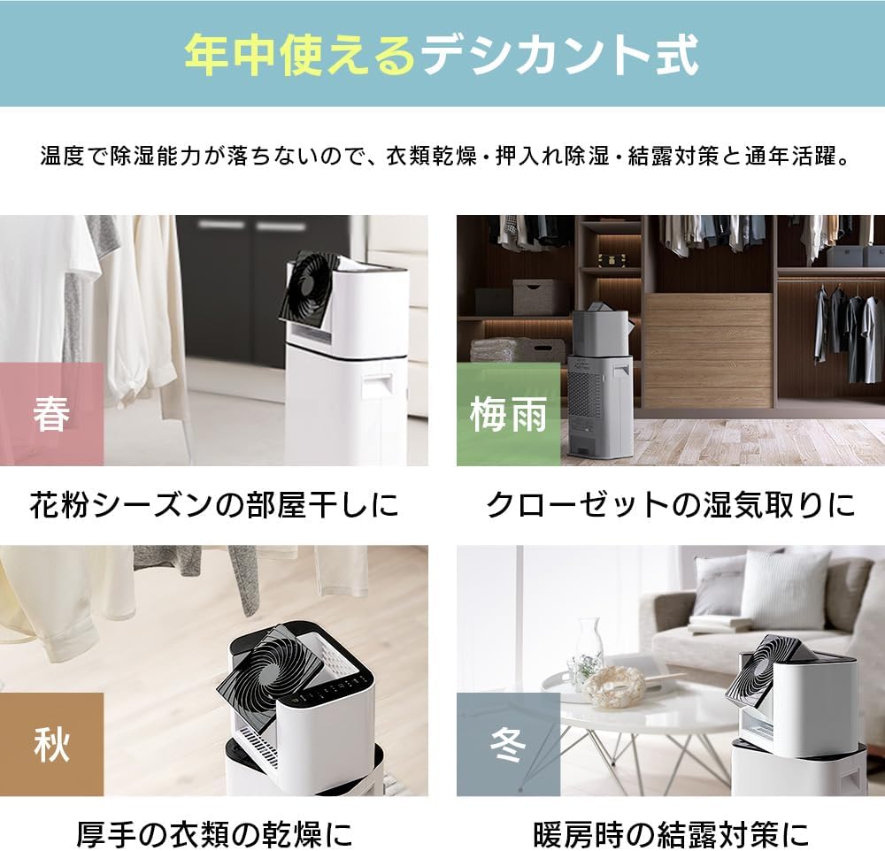 Detalle de アイリスオーヤマ IJD-I50-WH 衣類乾燥除湿機 サーキュレーター付き・デシカント式・5L/日