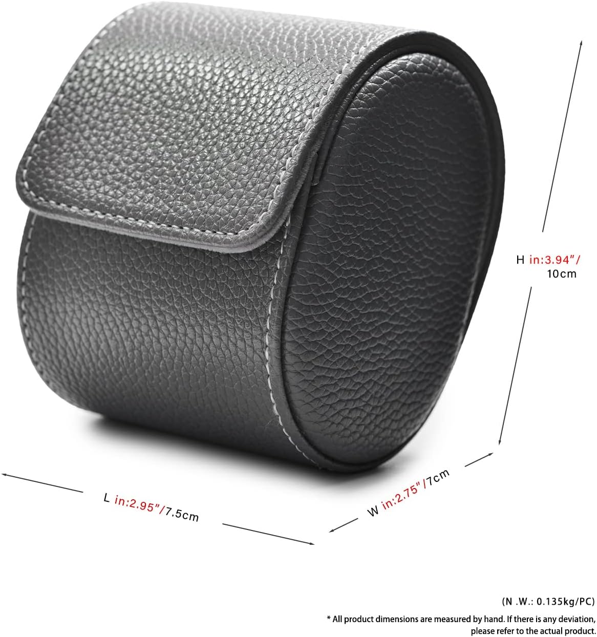 Detalle 2 de Oirlv Luxe en cuir PU : étui pour montre et boîte de rangement (gris) — format compact