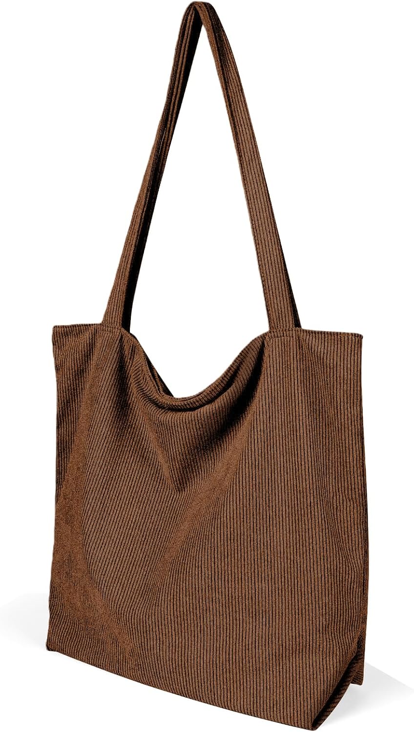Detalle de flintronic Corduroy Tote Bag for Women – Large Capacity, Waterproof with Zipper