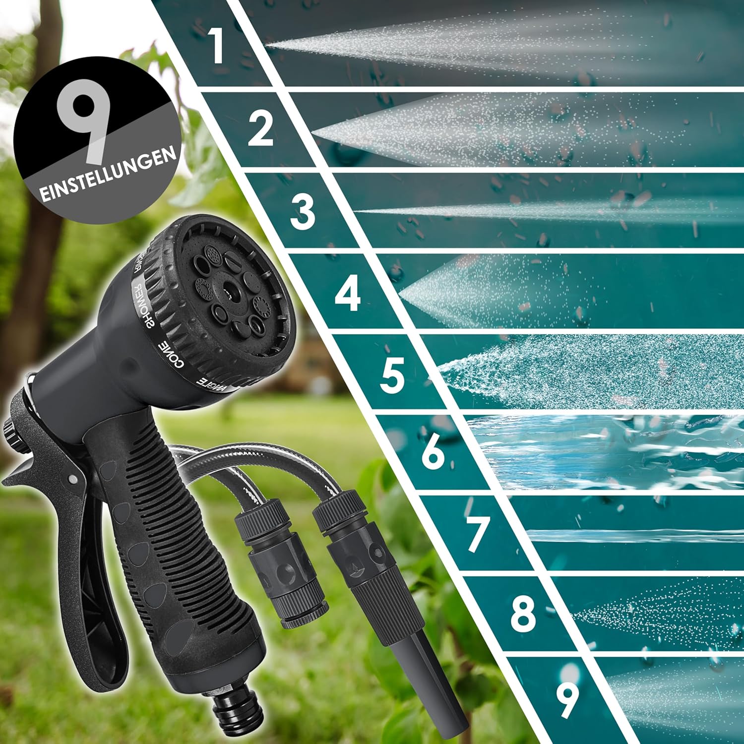 Thumbnail 4 de KESSER automatische Schlauchtrommel 30 m + 2 m – Wand-Schlauchbox mit Aufrollautomatik, 180° schwenkbar & Multi-Handbrause (9 Modi) in Anthrazit