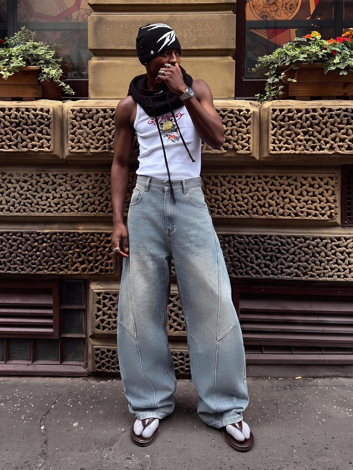 Detalle de Icymay Mens Baggy Jeans, Wide-Leg Y2K Vintage Denim