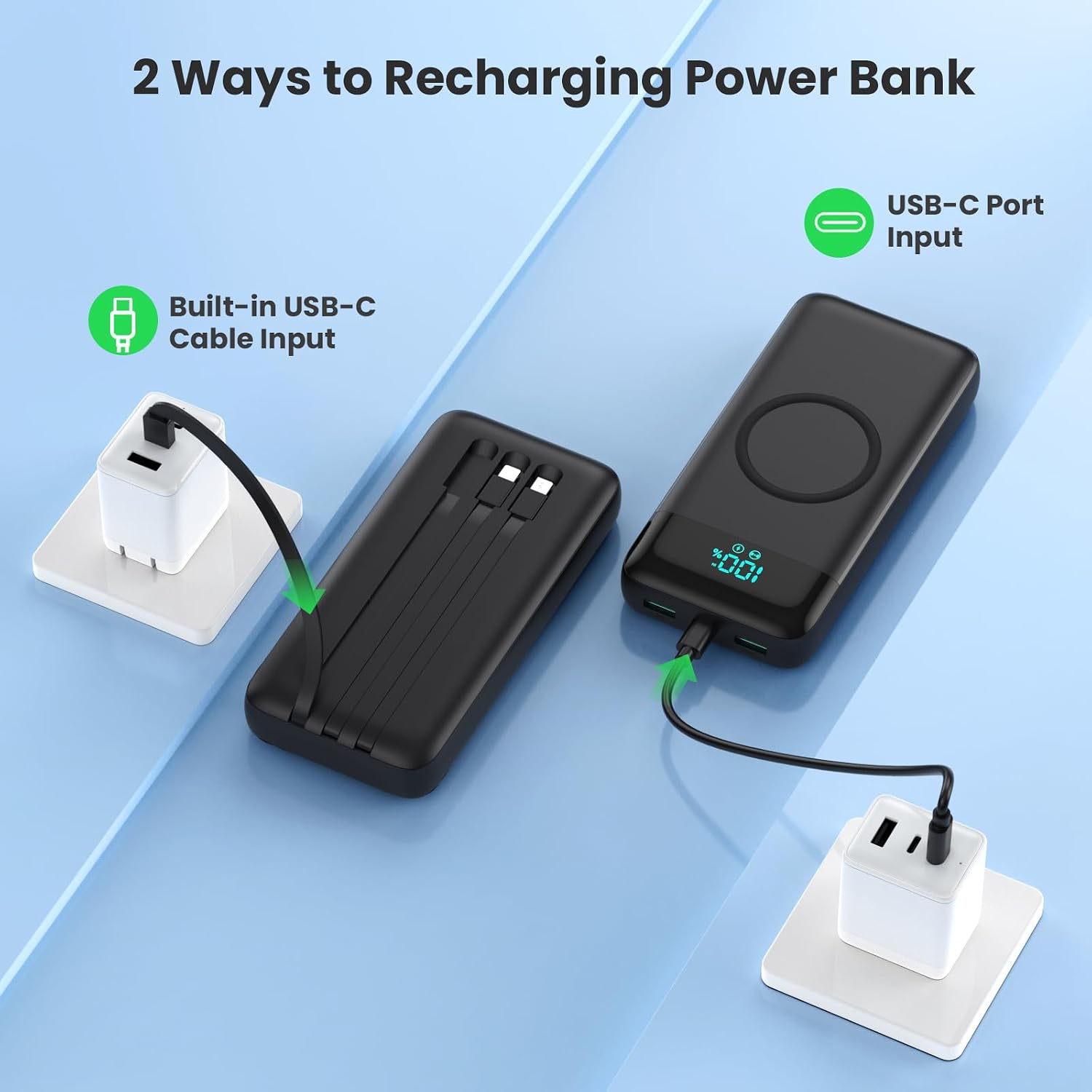 Thumbnail 6 de Wireless Power Bank 26800mAh 7-in-1 mit LCD-Display, 25W PD3.0 + QC4.0, 6 Ausgängen und integriertem Kabelset