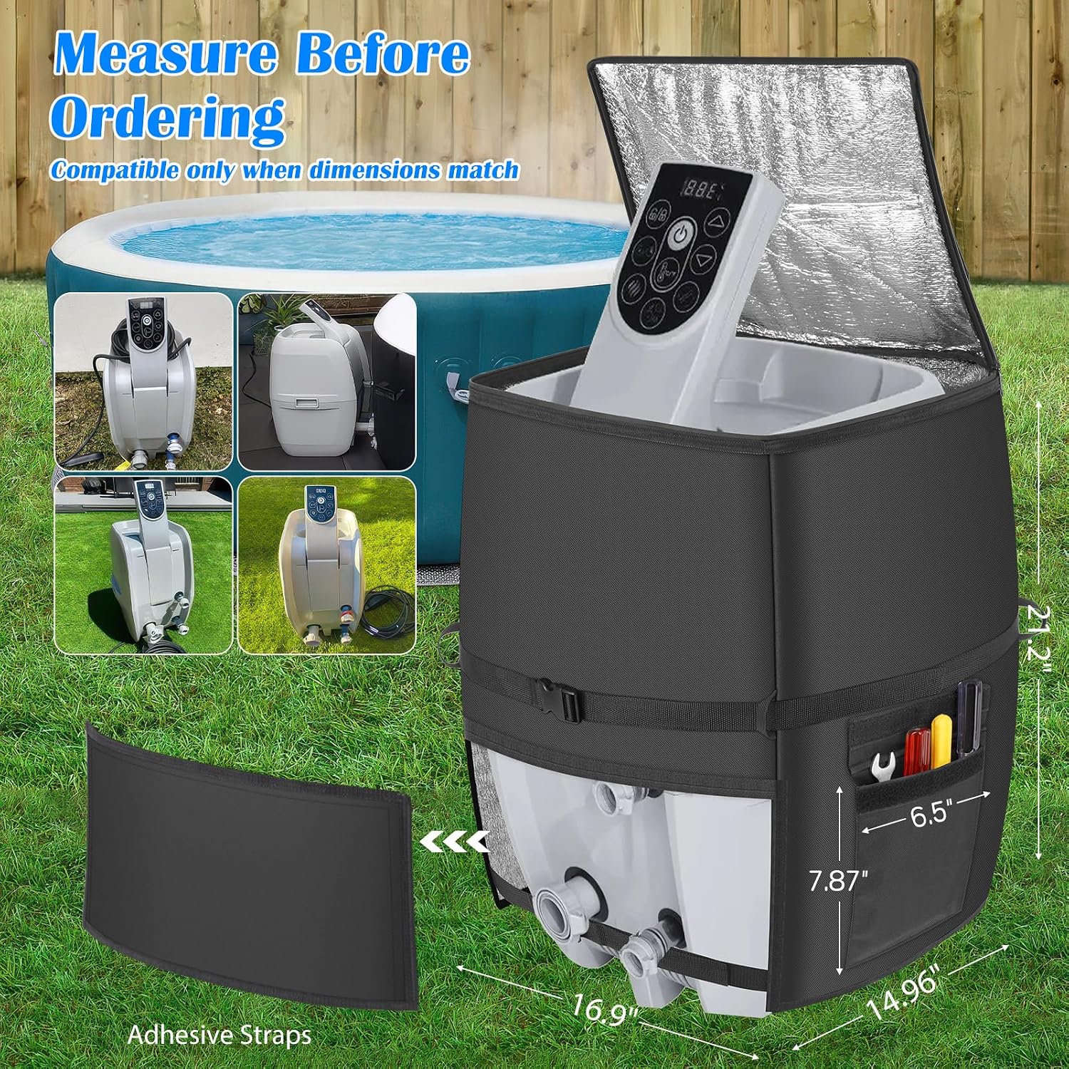 Detalle de bespeur Hot Tub Cover Spa Heater Pump Cover, 600D Oxford Fabric