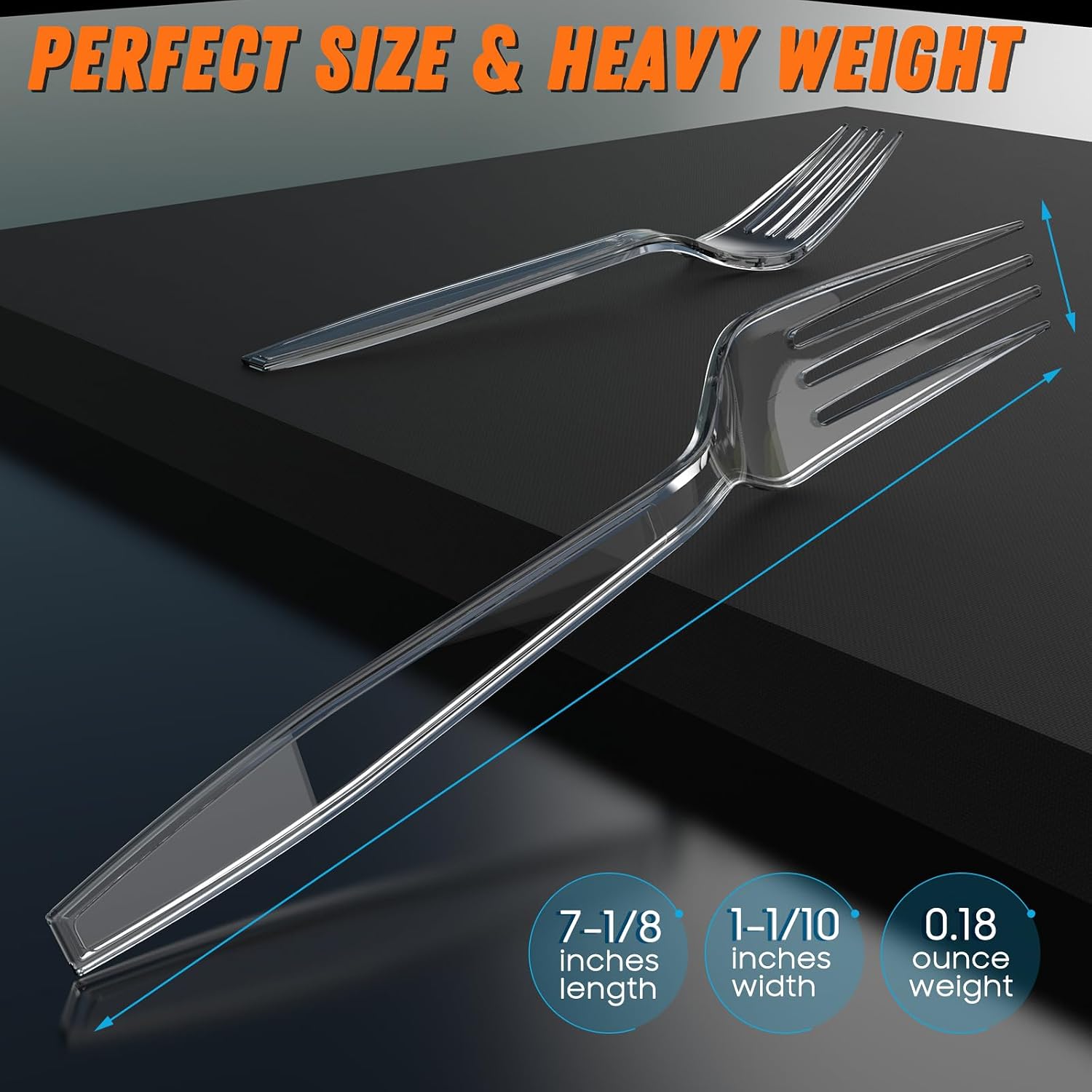 Detalle de 360pc Clear Plastic Forks, Heavy Duty 7.1" - BPA Free & Heat Resistant