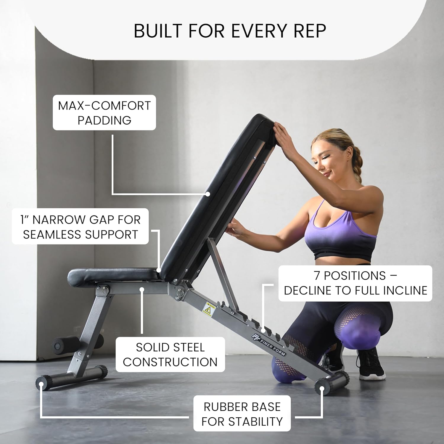 Detalle de FF Finer Form 5-in-1 Adjustable Weight Bench 🏋