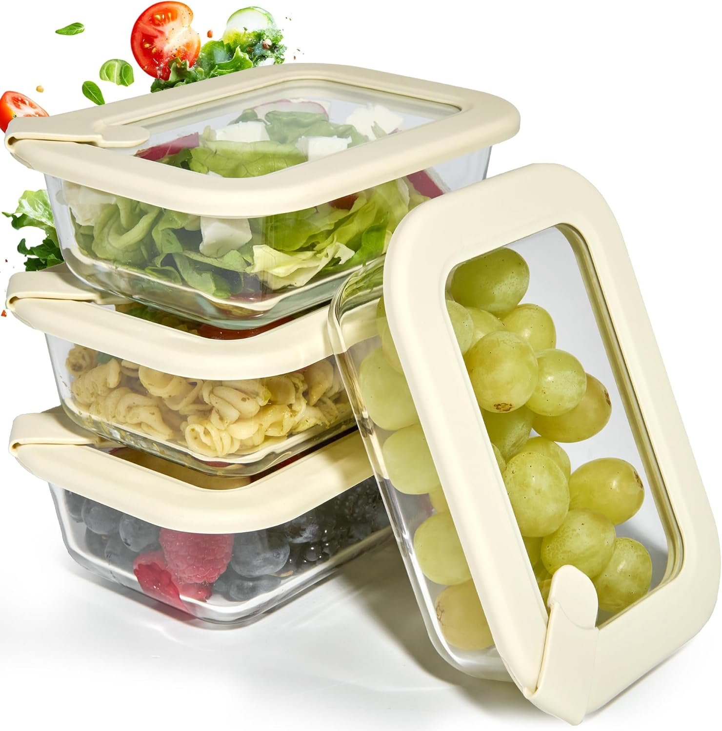 Detalle de Dalena Home glazen vershoudbakjes 4 x 370 ml met glazen deksel