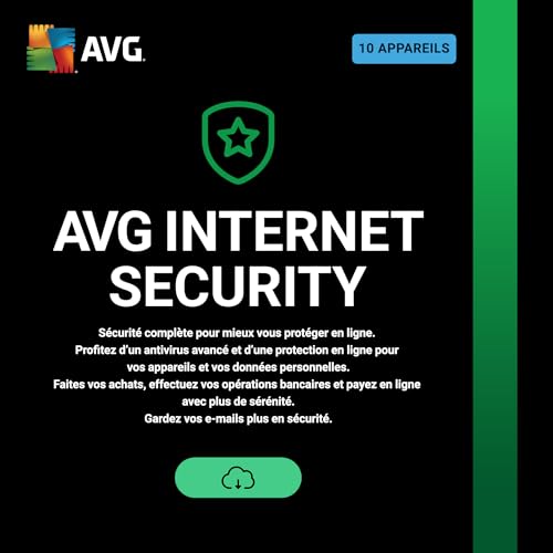 Detalle de AVG Internet Security 2026 – Antivirus pour 10 appareils (1 an) avec code d’activation envoyé par email