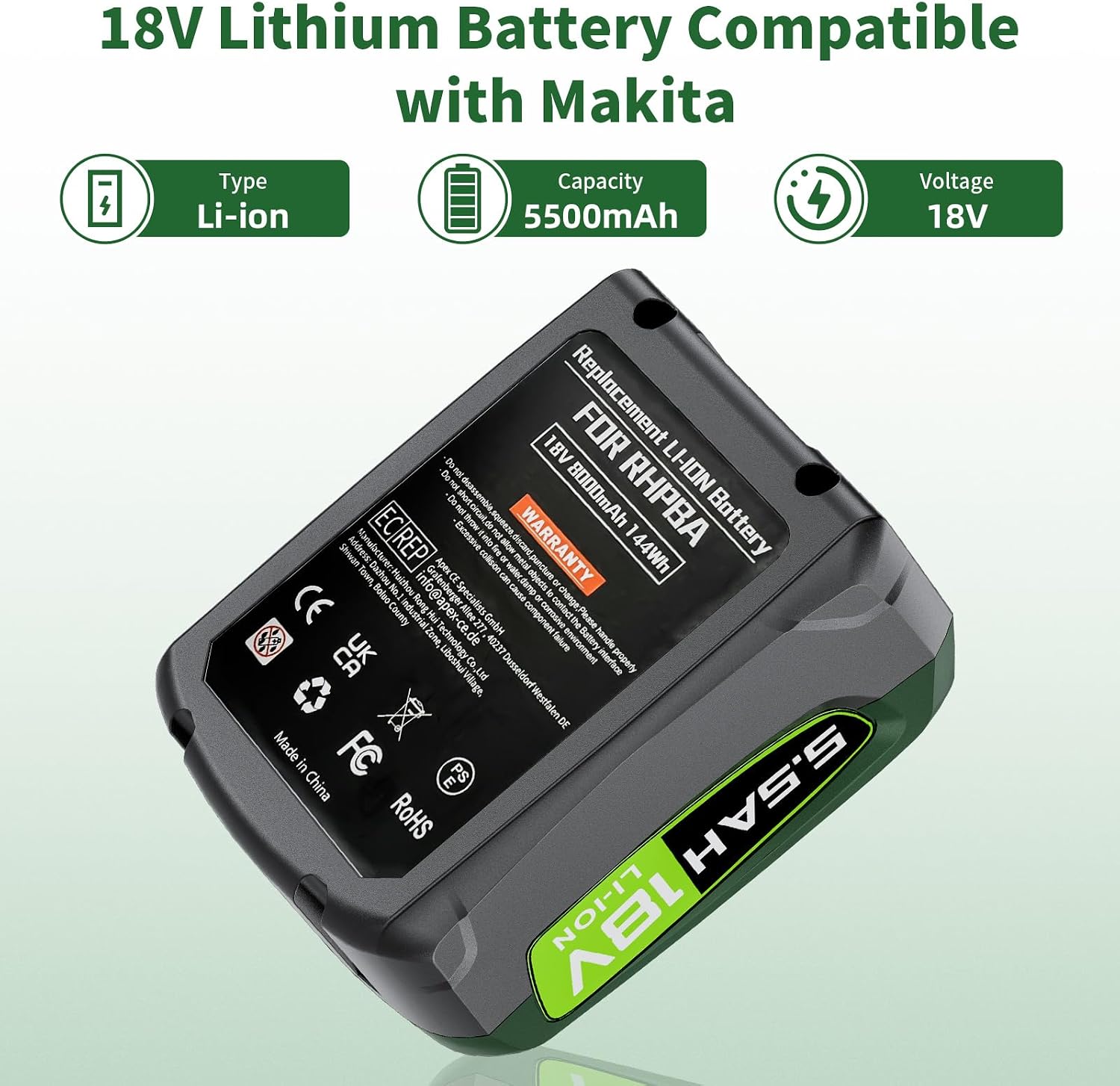 Thumbnail 5 de 2x 18V 5.5Ah Replacement Battery for Bosch | Compatible with Bosch PBA, PSB and PSR series