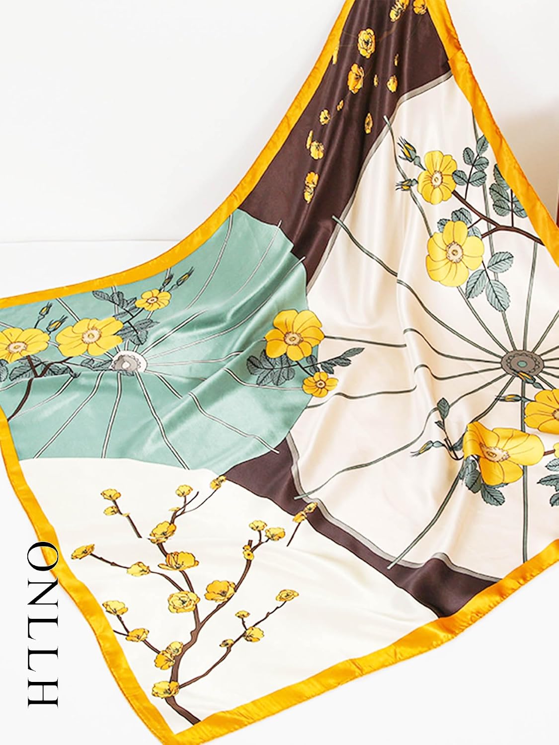Detalle 1 de Onllh 21-Inch Mulberry Silk Square Scarf for Hair, Neck, and Bag Styling
