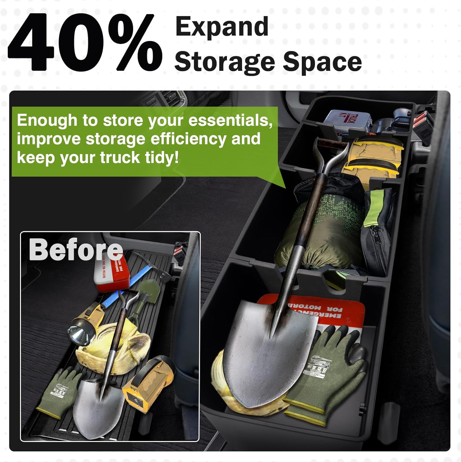 Thumbnail 2 de Mixsuper Under Seat Storage Liner for Ford F-Series Crew Cab (2015-2026 F-150, 2017-2025 F-250/F-350/F-450/F-550) – Black