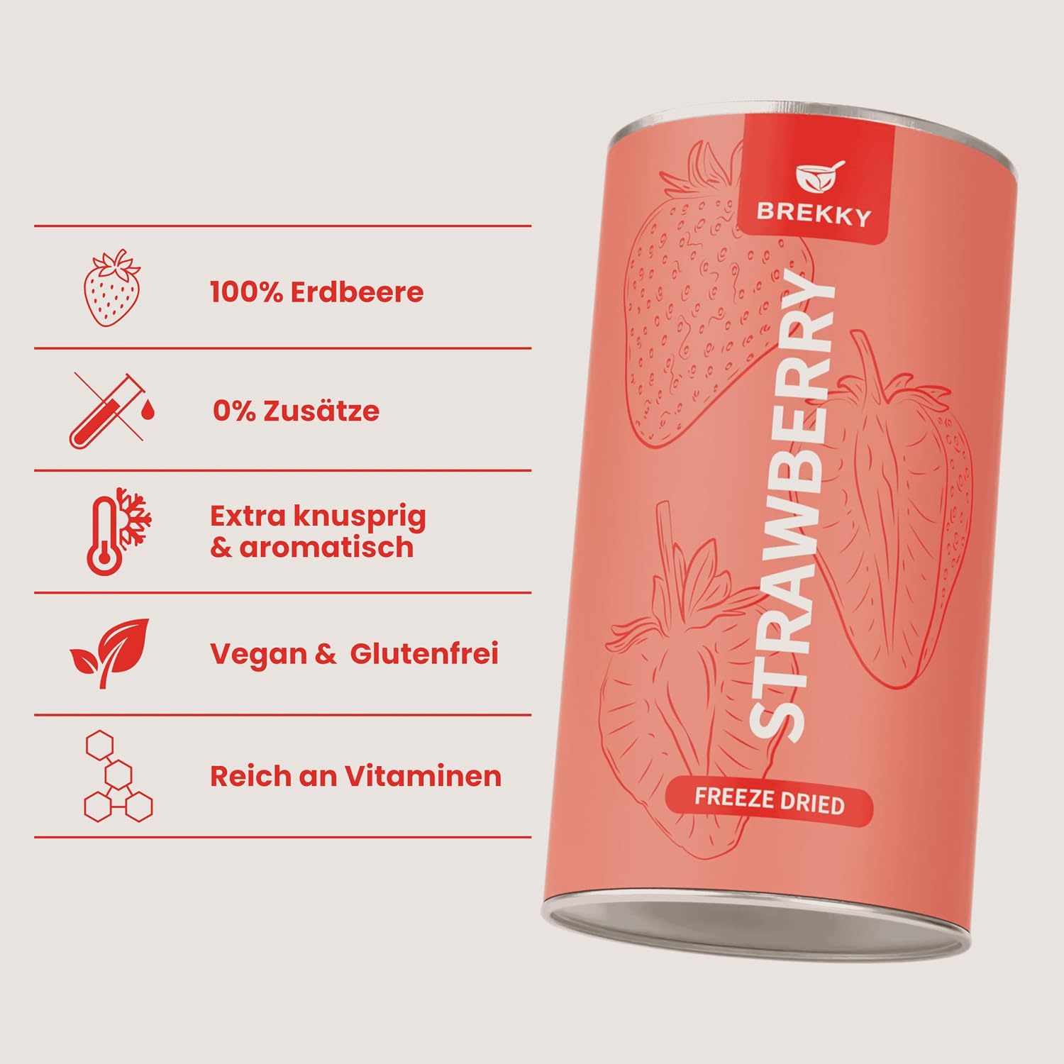 Detalle 2 de BREKKY Gefriergetrocknete Erdbeeren 100 g