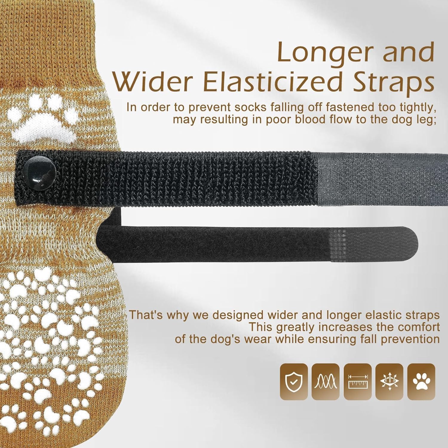 Detalle de EXPAWLORER Dog Socks with Grips (Double-Sided Anti-Slip) in Khaki – XS