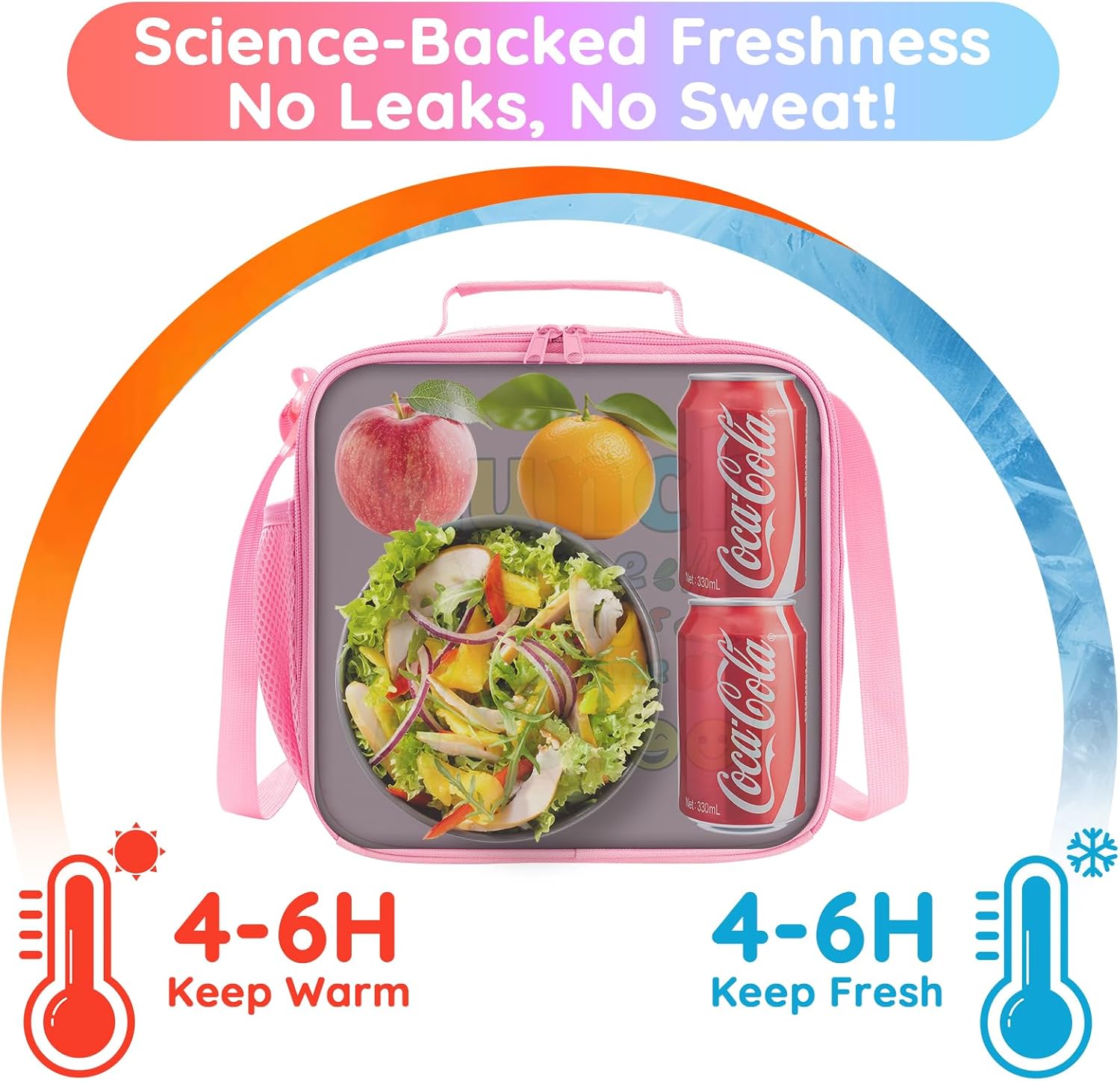 Thumbnail 3 de WAKOSAN Girls Lunch Bag Insulated: Pink Double-Layer Bento Box Carrier for School and Picnics