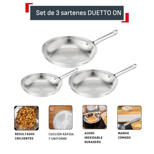 Detalle 2 de Tefal Duetto On: Juego de Sartenes Dueto 20/24/28 cm para Cocción Rápida y Crujiente