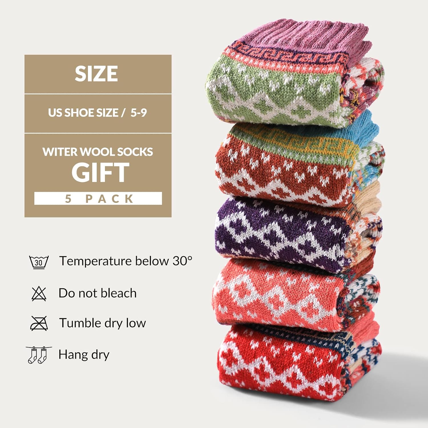 Detalle 2 de Premillow Wool Socks for Women: Warm Knit Crew Socks