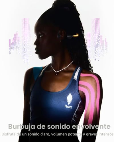 Detalle 2 de ZOVIMAX Auriculares de Conducción Ósea Bluetooth 6.0 Open Ear con Luz LED y IP67