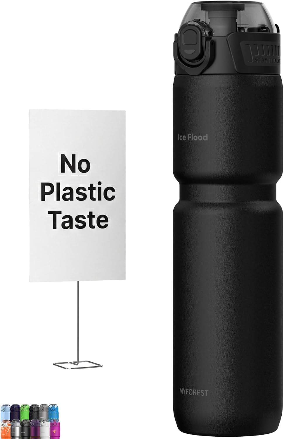 Detalle de MYFOREST CS700.BK.2401 geïsoleerde fietswaterfles van 700 ml, matzwart