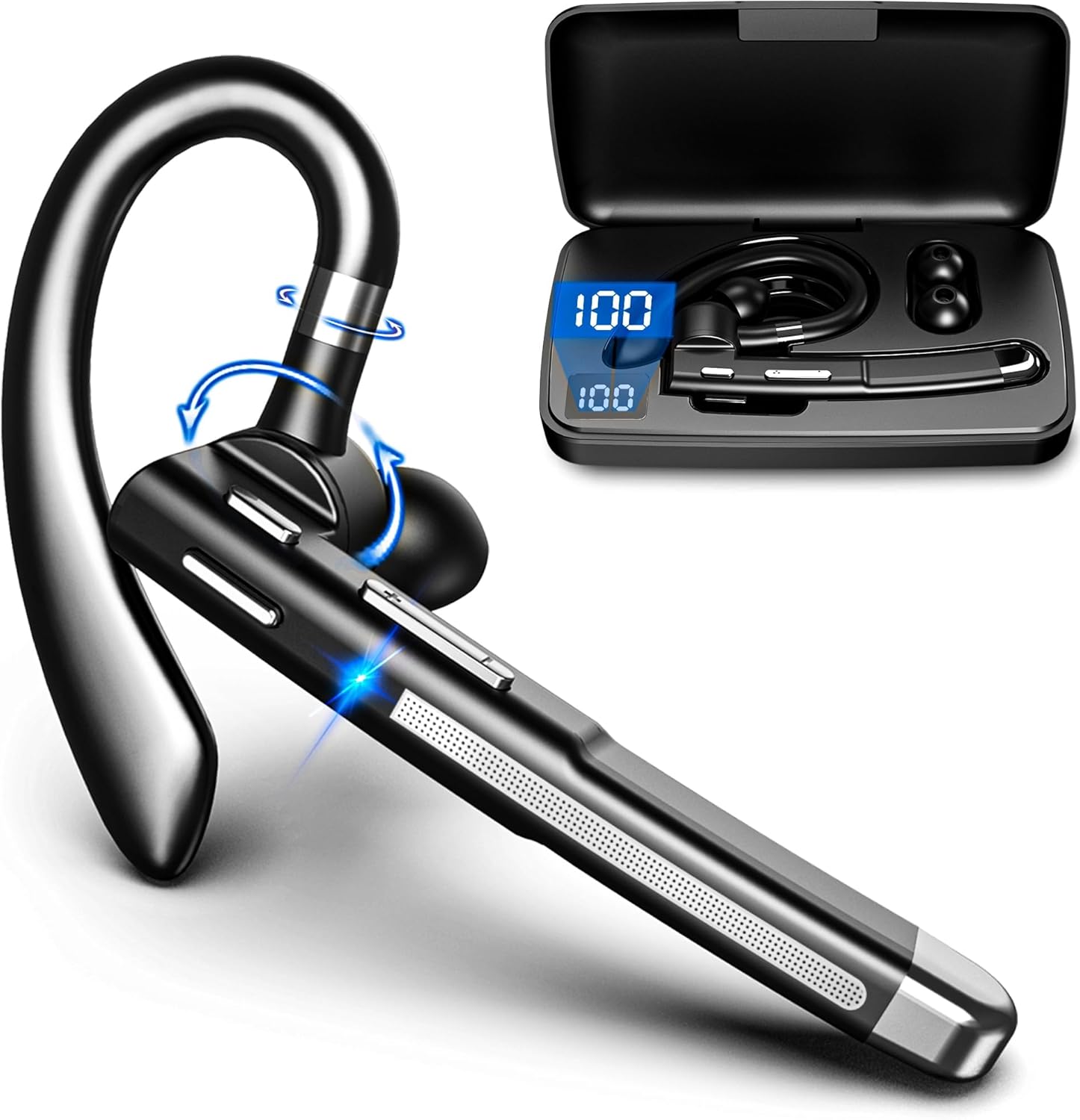 Detalle de Bluetooth Headset V6.1: All‑Day One‑Ear Wireless Headset with CVC8.0 Noise Cancellation