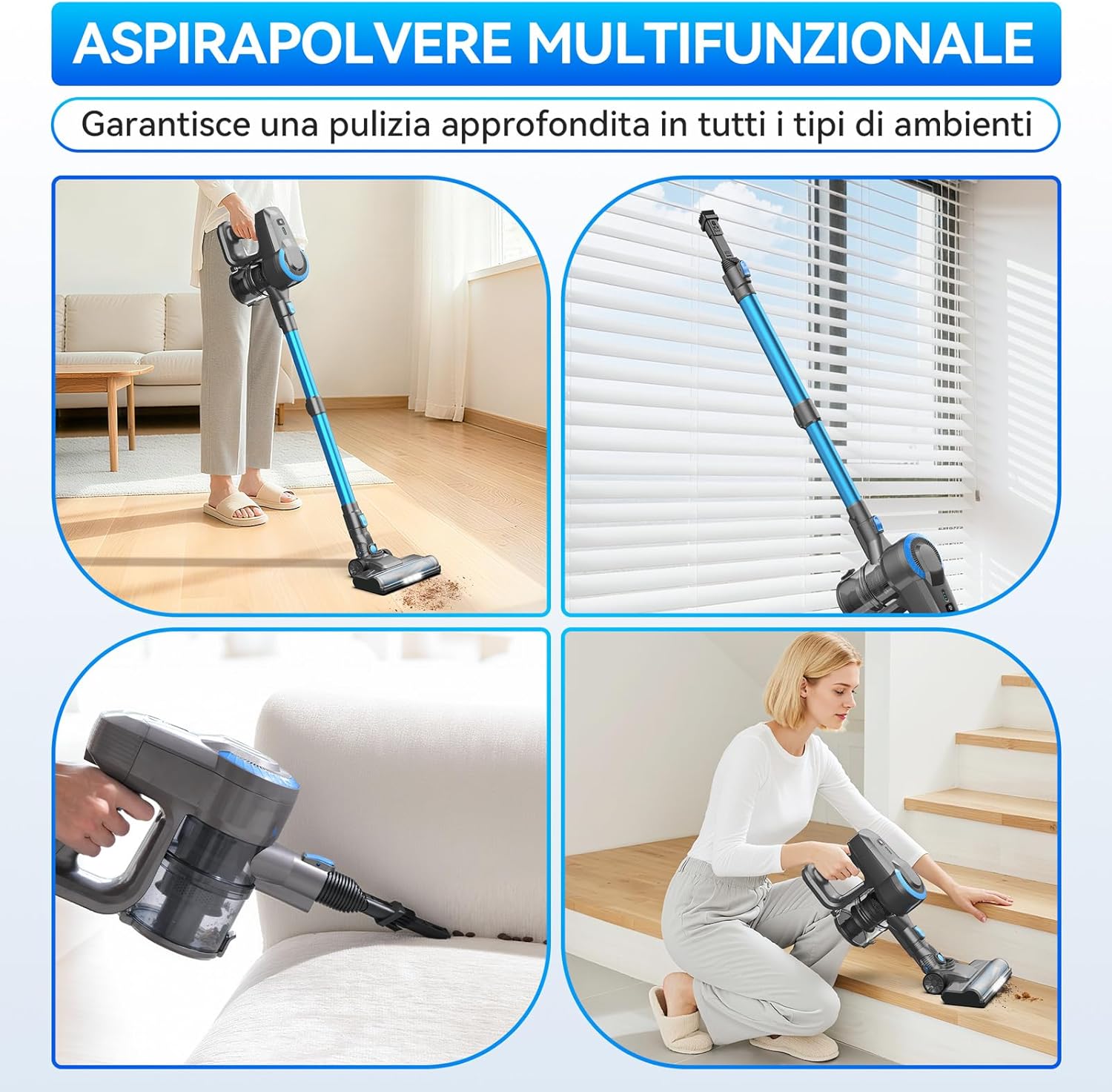 Thumbnail 5 de Ziaggnar Aspirapolvere Senza Fili 6 in 1: potenza, autonomia di 55 min e versatilità per pavimenti, tappeti e peli animali