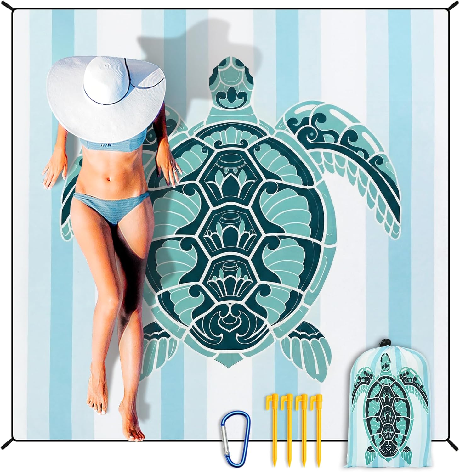 Thumbnail 6 de HIHOHO Beach Blanket Waterproof Sandproof Extra Large Beach Mat (79" x 83" / 120" x 108"), Quick-Drying & Durable for Outdoor Use