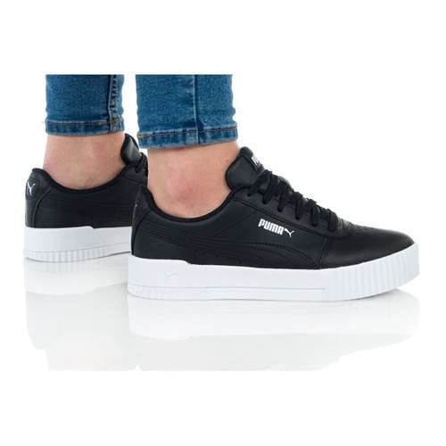 Detalle de PUMA Women Carina L Sneakers – colorways Puma Black/Puma White/Puma Silver, 37 EU