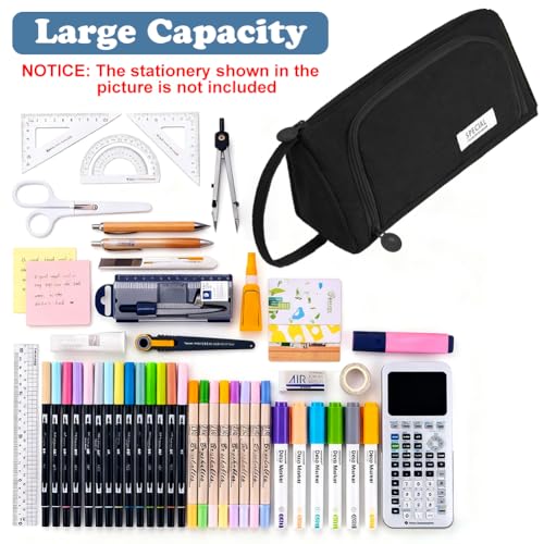 Detalle de APXEL Estuche multiusos de pana con gran capacidad – 22.5 x 11 x 6.5 cm, negro