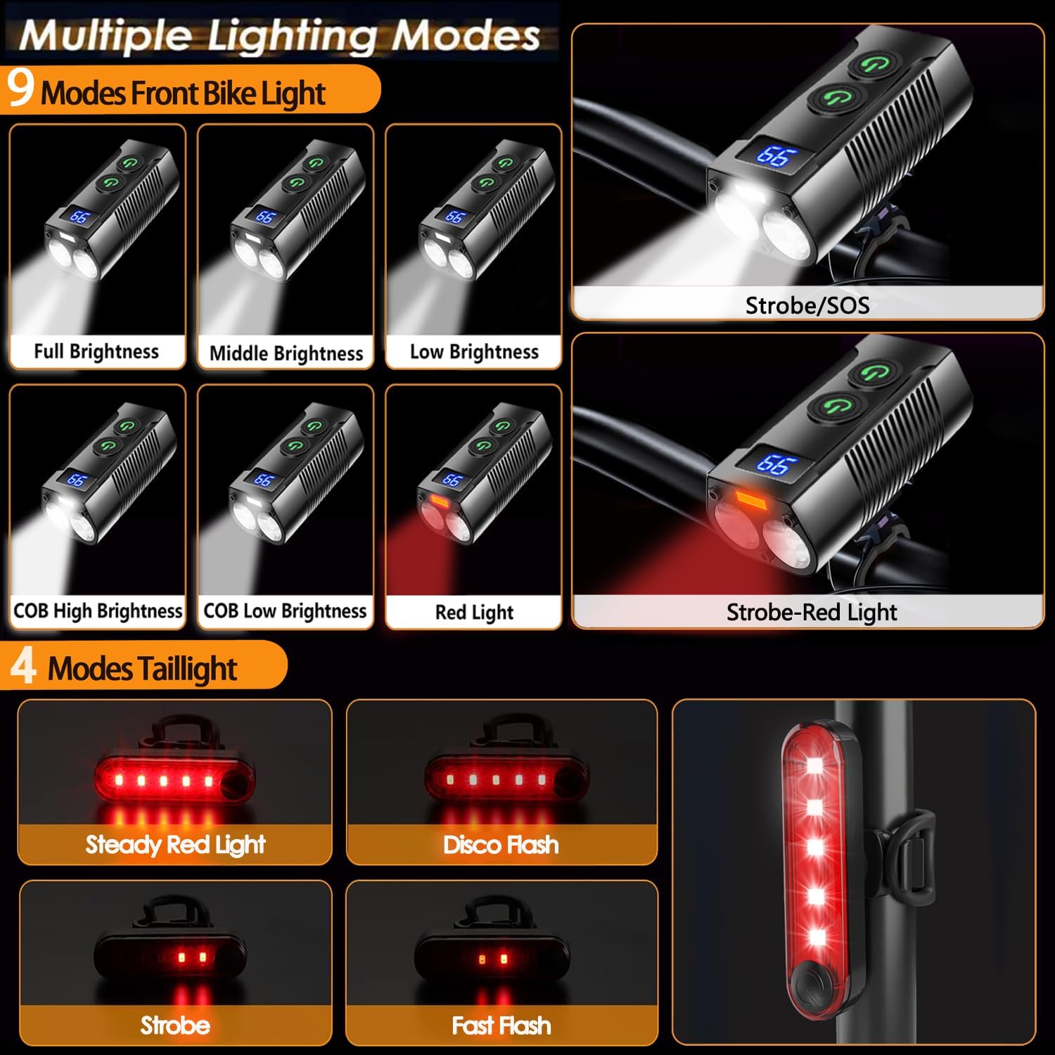 Thumbnail 6 de REHKITTZ Bike Lights Set 3300 Lumen Front and Rear