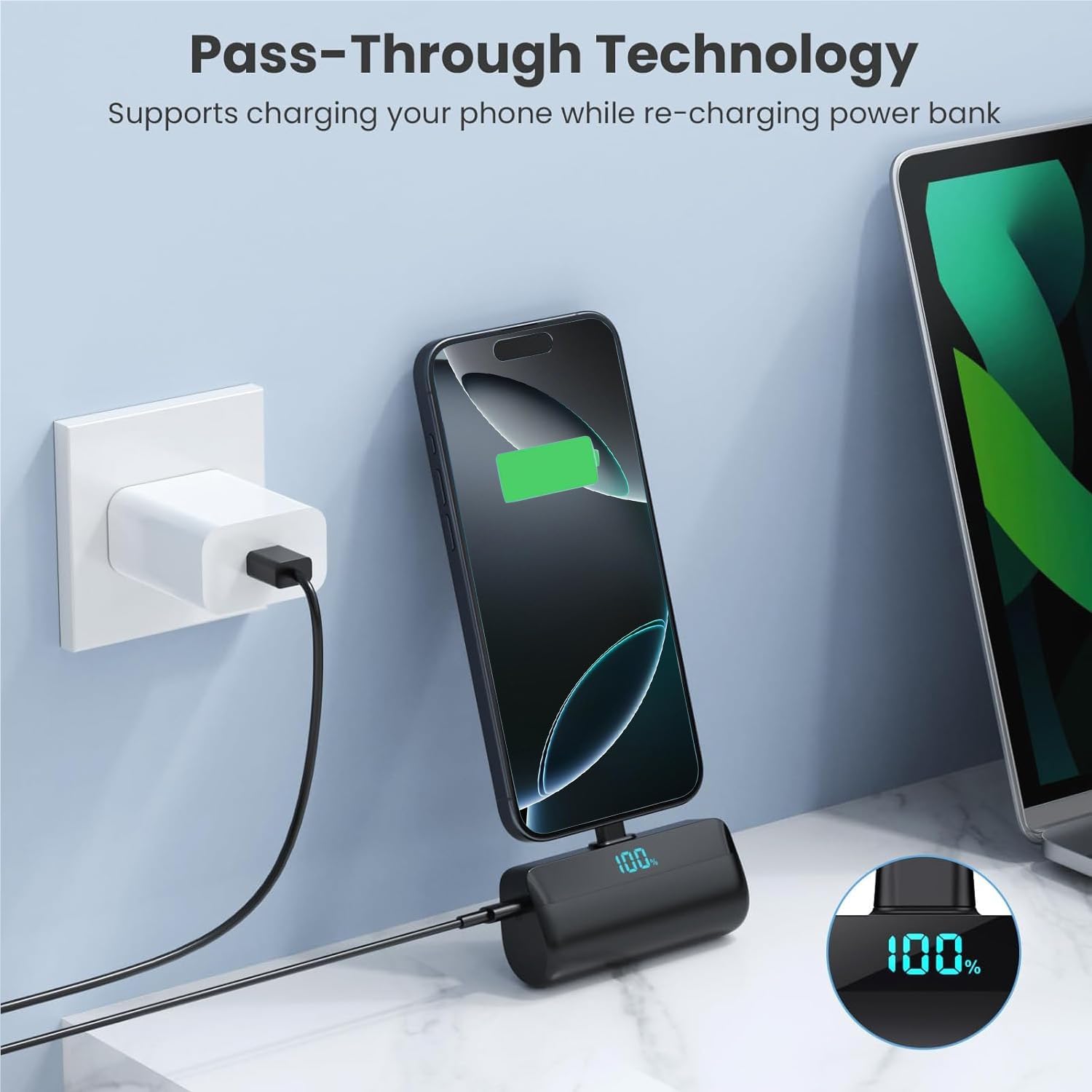 Detalle 2 de Mini Power Bank 5200mAh for iPhone 15/16 – 2025 Upgraded USB‑C PD Portable Charger