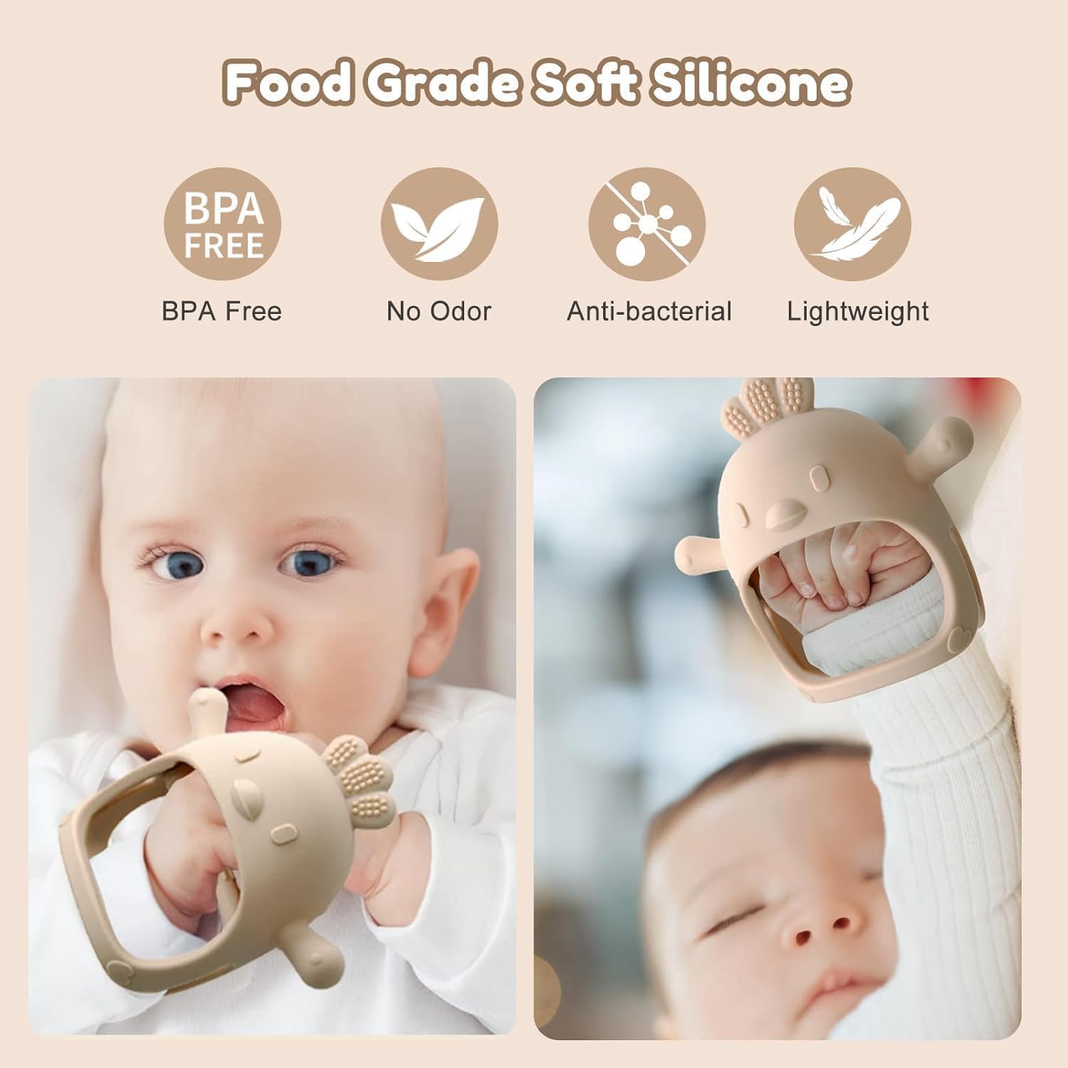 Detalle de TKLake Baby Teething Mittens: Soft Silicone Teething Gloves for 0-6 Months