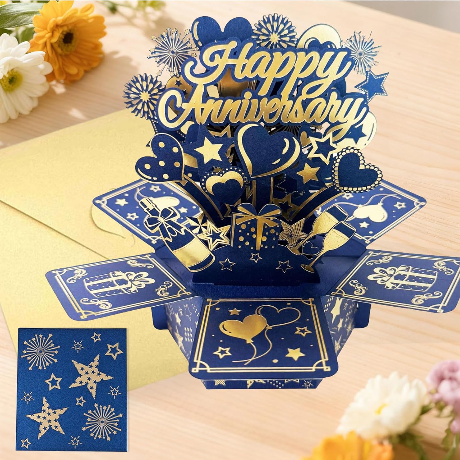 Thumbnail 4 de Joybble Happy Anniversary 3D Pop-Up Card (Dark Blue) with Envelope
