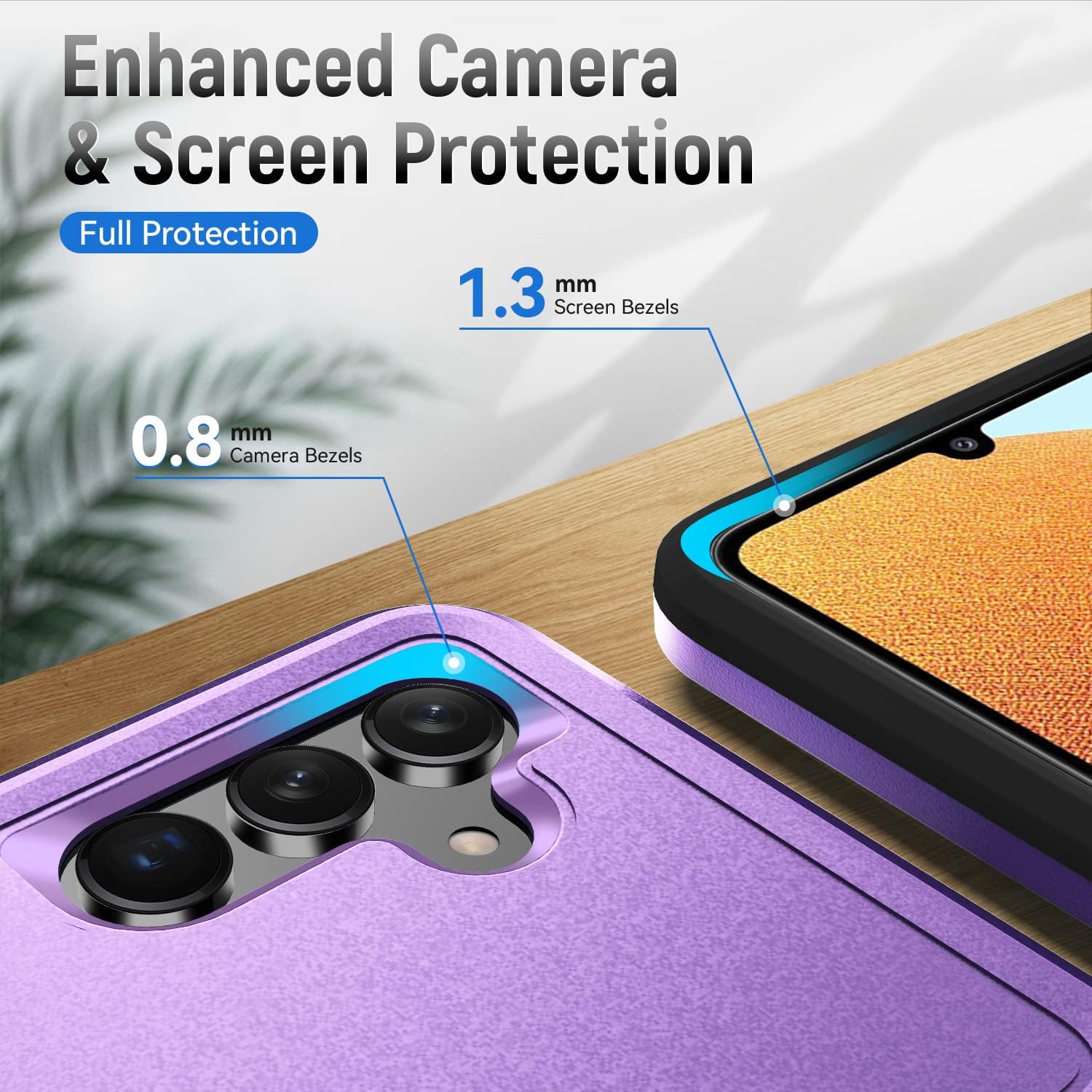 Detalle de Asuwish Galaxy A13 5G Case with Tempered Glass Screen Protector – Purple