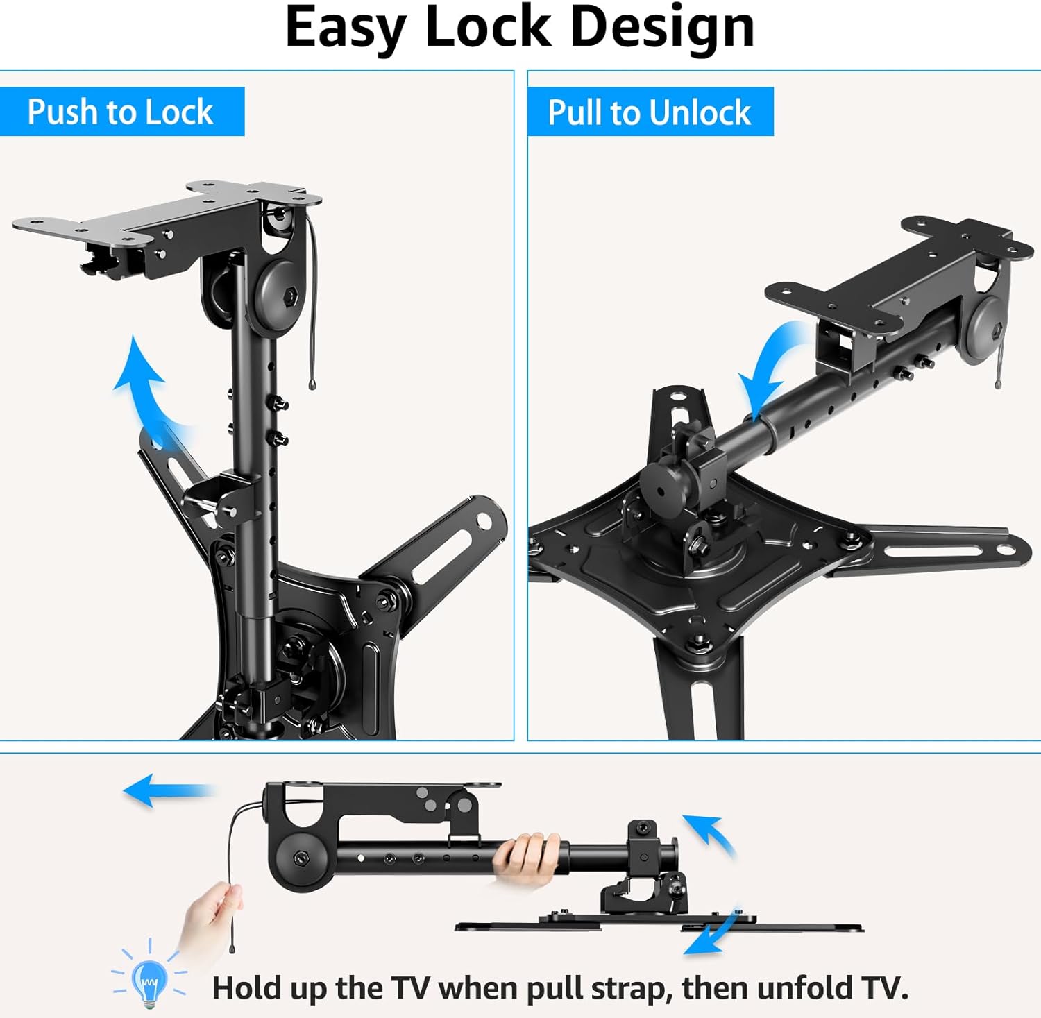Thumbnail 6 de MOUNTUP MU0049-L Flip Down Ceiling TV Mount (13–40") with 360° Swivel & Height Adjustment