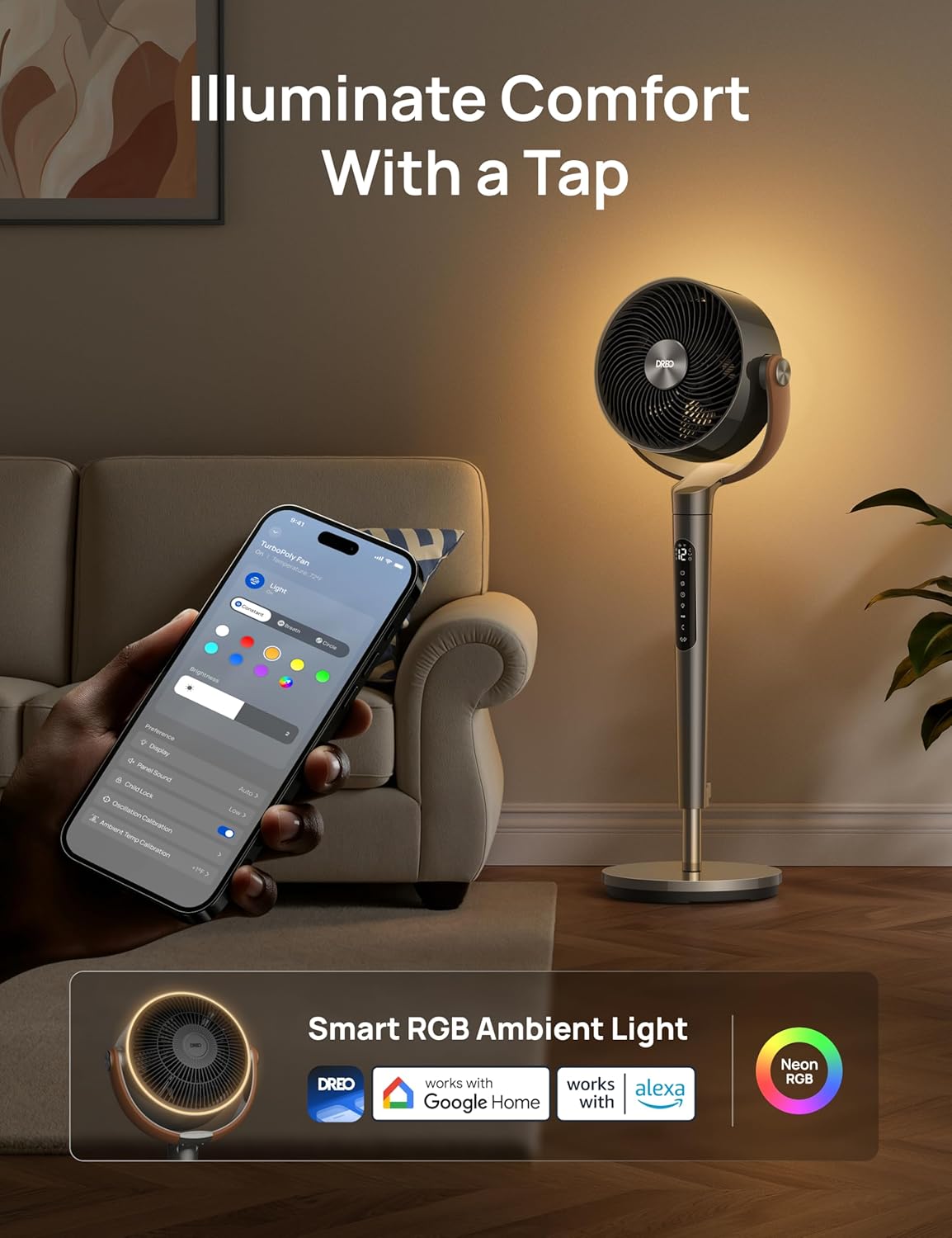 Detalle 2 de Dreo 43 Inch Smart Standing Fan