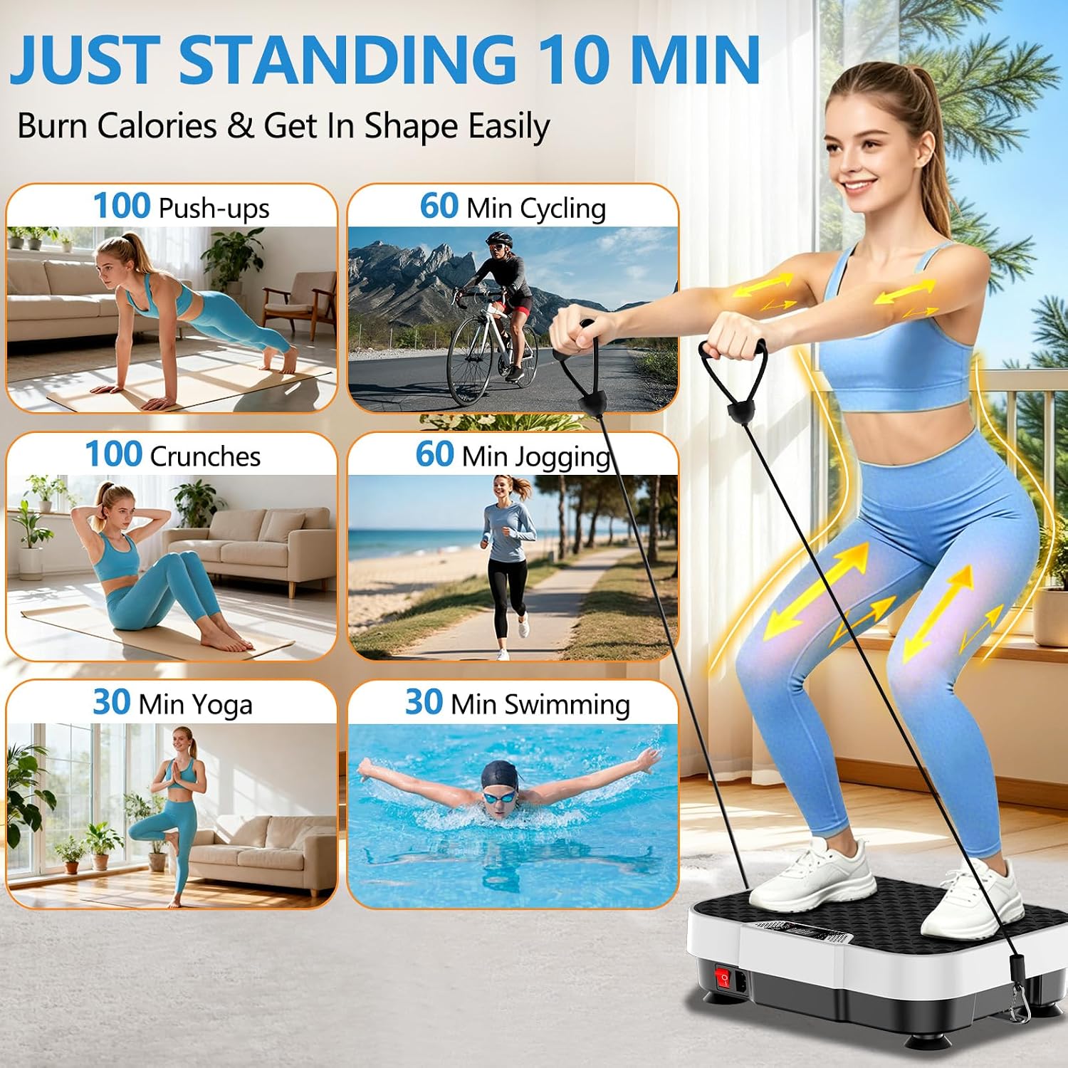 Detalle de HomePoweron Vibration Plate Exercise Machine, 250 Levels, P1–P9 Auto Modes