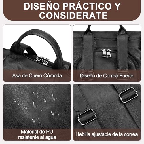 Thumbnail 8 de Eshow Mochila Antirrobo Mujer con Neceser Pequeño: versátil, impermeable y segura para trabajo, universidad y compras