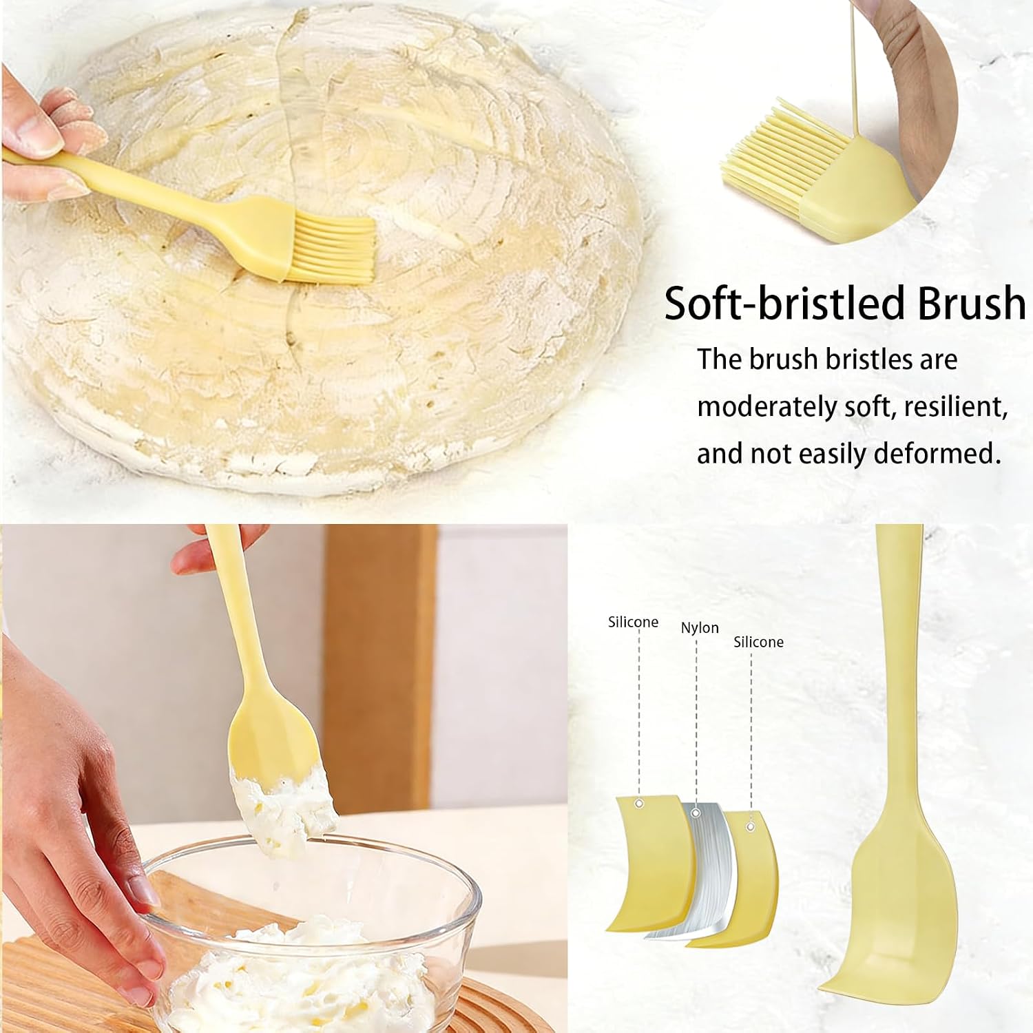 Detalle de Gärkorb Brot Set – Rund 23 cm Silikon-Gärkorb, Teigmischer, Teigschaber, Brotmesser und Schablonen