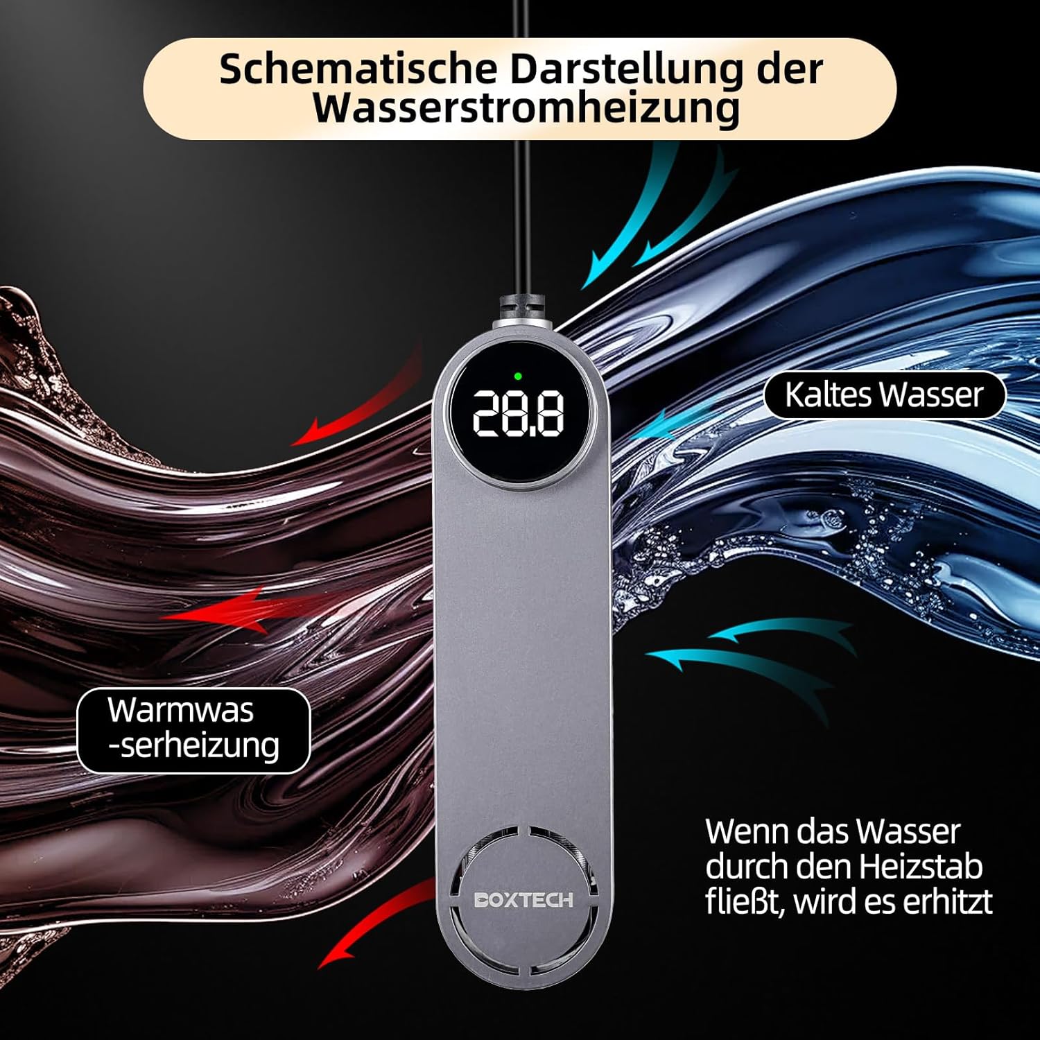 Thumbnail 4 de boxtech Mini Aquarien Heizung, 75W – Tauchfähiger Betta Heizstab mit LCD-Display und externer Steuerung