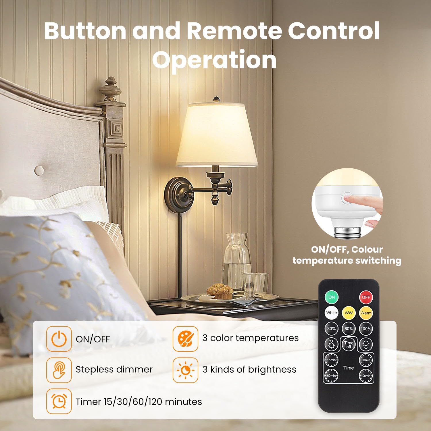 Thumbnail 3 de LGMCF E14 Rechargeable Light Bulb with Remote Timer – 4 Pack