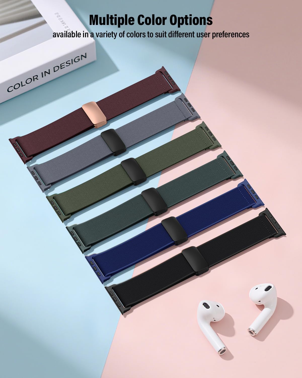 Thumbnail 1 de Yoohoo Magnetic Elastic Nylon Apple Watch Strap (38/40/41/42/44/45/46/49mm) – Stretchy, Breathable Sport Band