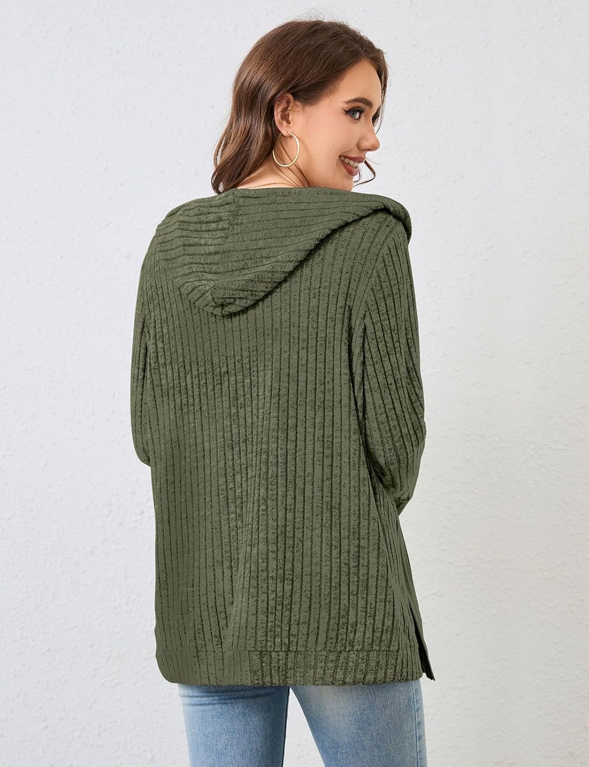 Thumbnail 1 de Flikity Womens Cardigans Zip Up Hoodie with Large Pockets – Lightweight Tunic Style Soft Knit